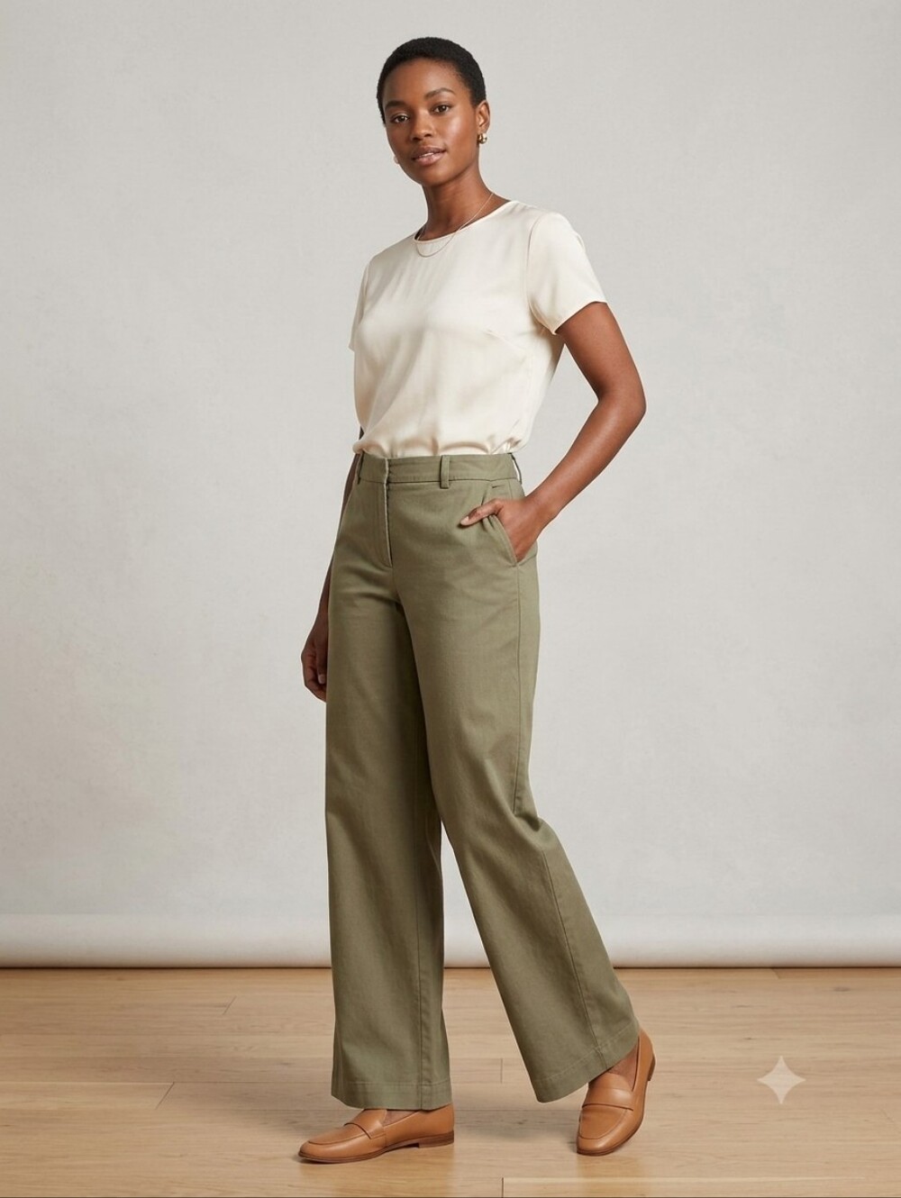 Nygard Collection Linen Tencel Blend Pants 14 Petite Green Trousers Quiet Luxury